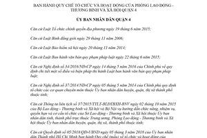 Quyết định 03/2018/QĐ-UBND hoạt động của Phòng Lao động Thương binh Quận 4 Hồ Chí Minh