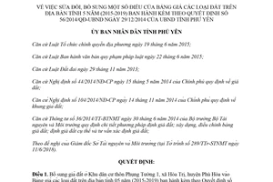 Quyết định 25/2018/QĐ-UBND sửa đổi Quyết định 56/2014/QĐ-UBND Phú Yên