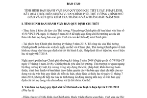 Báo cáo 251/BC-TCTTTg 2018 tình hình ban hành văn bản hướng dẫn Luật Pháp lệnh