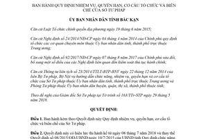 Quyết định 13/2018/QĐ-UBND nhiệm vụ quyền hạn cơ cấu tổ chức biên chế Sở Tư pháp Bắc Kạn