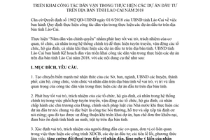 Kế hoạch 193/KH-UBND 2018 triển khai công tác dân vận trong thực hiện dự án đầu tư Lào Cai