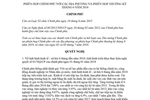Nghị quyết 90/NQ-CP 2018 phiên họp Chính phủ với các địa phương và phiên họp thường kỳ tháng 6