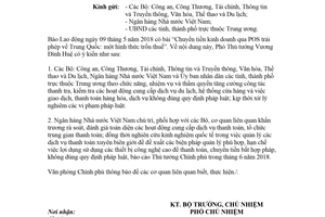 Công văn 4661/VPCP-KTTH 2018 thông tin phản ánh về chuyển tiền trái phép