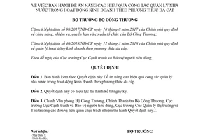 Quyết định 1822/QĐ-BCT 2018 nâng cao hiệu quả quản lý nhà nước trong kinh doanh đa cấp