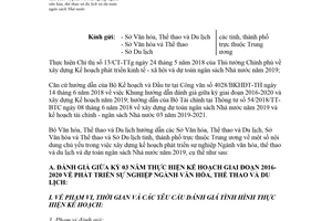 Công văn 2888/BVHTTDL-KHTC 2018 đánh giá xây dựng Kế hoạch phát triển sự nghiệp ngành văn hóa