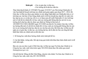 Công văn 2379/BGDĐT-GDCTHSSV 2018 báo cáo thực hiện tài chính học sinh trường dân tộc nội trú