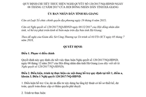 Quyết định 19/2018/QĐ-UBND hướng dẫn 120/2017/NQ-HĐND phát triển kinh tế biên mậu Hà Giang