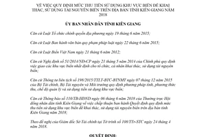 Quyết định 13/2018/QĐ-UBND mức thu tiền sử dụng khu vực biển khai thác tài nguyên Kiên Giang