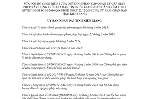 Quyết định 12/2018/QĐ-UBND sửa đổi 36/2016/QĐ-UBND cấp giấy phép xây dựng Kiên Giang