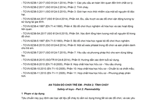 Tiêu chuẩn quốc gia TCVN 6238-2:2017 (ISO 8124-2:2014) về An toàn đồ chơi trẻ em - Phần 2: Tính cháy