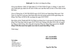 Công văn 1321/BHXH-QLT 2018 tỷ giá ngoại tệ 6 tháng cuối Bảo hiểm xã hội Hồ Chí Minh