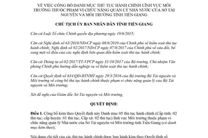 Quyết định 1513/QĐ-UBND 2018 công bố thủ tục hành chính Môi trường Sở Tài nguyên Tiền Giang