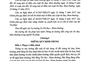 Thông tư 05/2018/TT-BTP hướng dẫn công tác thi đua khen thưởng trong ngành Tư pháp