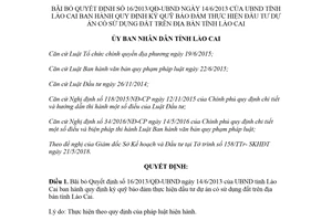 Quyết định 15/2018/QĐ-UBND bãi bỏ 16/2013/QĐ-UBND ký quỹ bảo đảm đầu tư dự án Lào Cai