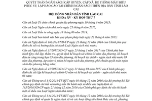 Nghị quyết 01/2018/NQ-HĐND thời gian gửi báo cáo tài chính ngân sách hệ thống biểu mẫu Lào Cai