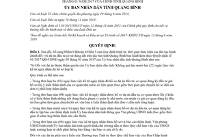 Quyết định 17/2018/QĐ-UBND sửa đổi 01/2017/QĐ-UBND thủ tục dự án sử dụng đất Quảng Bình