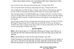 Quyết định 46/2018/QĐ-UBND bãi bỏ 113/2008/QĐ-UBND tổ chức hiến máu nhân đạo Ninh Thuận