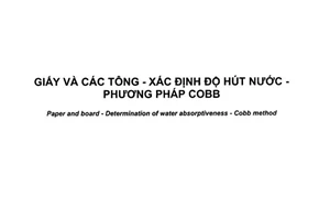 Tiêu chuẩn quốc gia TCVN 6726:2017 (ISO 535:2014) về Giấy và các tông - Xác định độ hút nước - Phương pháp Cobb