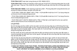 Tiêu chuẩn quốc gia TCVN 7924-3:2017 (ISO 16649-3:2015) về Vi sinh vật trong chuỗi thực phẩm -  Phương pháp định lượng Escherichia coli dương tính B-glucuronidaza - Phần 3: Phát hiện và kỹ thuật tính số có xác suất lớn nhất sử dụng 5-bromo-4-clo-3-indolyl B-D-glucuronid