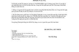 Công văn 6593/VPCP-CN 2018 điều chỉnh quy hoạch Khu Biệt thự Trung tâm Hội nghị quốc gia