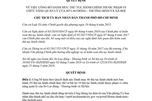 Quyết định 2375/QĐ-UBND 2018 công bố thủ tục hành chính Sở Lao động Hồ Chí Minh