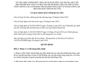 Quyết định 24/2018/QĐ-UBND điều chỉnh trợ cấp nuôi dưỡng đối tượng bảo trợ xã hội Hưng Yên