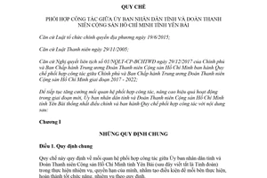 Quy chế 02/QC-UBND-TĐTN 2018 phối hợp công tác Ủy ban Đoàn Thanh niên Cộng sản Yên Bái