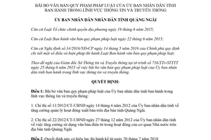 Quyết định 16/2018/QĐ-UBND bãi bỏ văn bản quy phạm thông tin truyền thông Quảng Ngãi