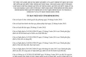 Quyết định 19/2018/QĐ-UBND sửa đổi 22/2017/QĐ-UBND đăng ký đất đai Bình Dương