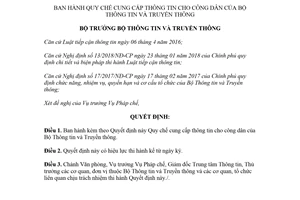 Quyết định 1164/QĐ-BTTTT 2018 Quy chế cung cấp thông tin cho công dân