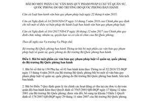 Thông tư 93/2018/TT-BQP bãi bỏ một phần các văn bản quy phạm pháp luật về quân sự quốc phòng