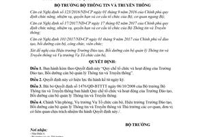 Quyết định 1166/QĐ-BTTTT 2018 tổ chức Trường Đào tạo Bồi dưỡng cán bộ quản lý Thông tin