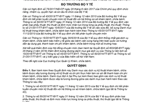 Quyết định 4442/QĐ-BYT 2018 dịch vụ kỹ thuật khám bệnh chi phí thực hiện theo 15/2018/TT-BYT