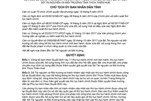Quyết định 1243/QĐ-UBND 2018 công bố thủ tục hành chính lĩnh vực đất đai Sở Tài nguyên Huế