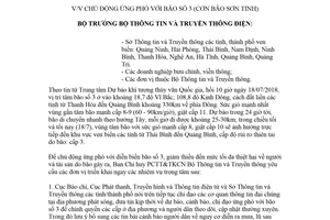 Công điện 01/CĐ-BTTTT 2018 chủ động ứng phó bão số 3 cơn bão Sơn Tinh