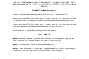 Quyết định 1962/QĐ-BNG 2018 công bố văn bản hết hiệu lực toàn bộ quản lý nhà nước 2017