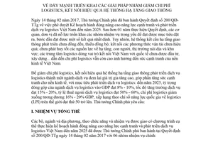 Chỉ thị 21/CT-TTg 2018 đẩy mạnh triển khai giải pháp nhằm giảm chi phí logistics