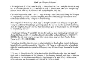 Công văn 2304/BTTTT-CVT 2018 kiểm tra chất lượng sản phẩm thuộc quản lý của Bộ Thông tin