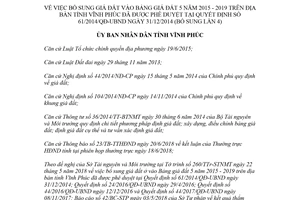 Quyết định 16/2018/QĐ-UBND bổ sung Quyết định 61/2014/QĐ-UBND Vĩnh Phúc