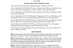 Quyết định 25/2018/QĐ-UBND phối hợp tiếp nhận xử lý phản ánh kiến nghị cá nhân Tây Ninh