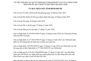 Quyết định 28/2018/QĐ-UBND bãi bỏ Quyết định quy phạm pháp luật quy định phí Bình Phước