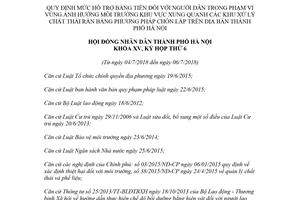 Nghị quyết 03/2018/NQ-HĐND mức hỗ trợ người dân vùng ảnh hưởng khu xử lý chất thải rắn Hà Nội