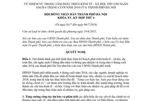 Nghị quyết 04/NQ-HĐND 2018 phát triển kinh tế xã hội thu chi ngân sách 6 tháng cuối năm Hà Nội