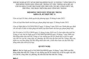 Nghị quyết 01/2018/NQ-HĐND bãi bỏ 08/2009/NQ-HĐND hỗ trợ nghỉ việc cán bộ xã Sóc Trăng