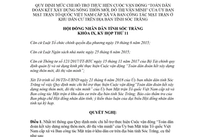 Nghị quyết 02/2018/NQ-HĐND mức chi hỗ trợ xây dựng nông thôn mới đô thị văn minh Sóc Trăng