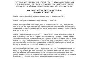 Nghị quyết 06/2018/NQ-HĐND mức thu học phí cơ sở giáo dục mầm non Sóc Trăng