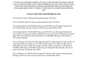 Quyết định 16/2018/QĐ-UBND sửa đổi Quyết định 22/2016/QĐ-UBND Hà Nội