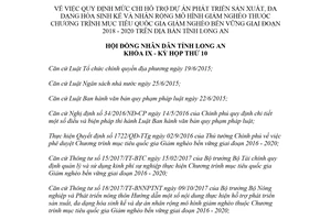 Nghị quyết 22/2018/NQ-HĐND mức chi hỗ trợ dự án phát triển sản xuất đa dạng hóa sinh kế Long An