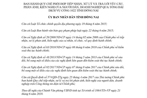 Quyết định 28/2018/QĐ-UBND tiếp nhận xử lý kiến nghị doanh nghiệp qua Tổng đài 1022 Đồng Nai