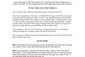 Quyết định 28/2018/QĐ-UBND Quy chế tiếp nhận xử lý phản ánh kiến nghị cá nhân tổ chức Nghệ An